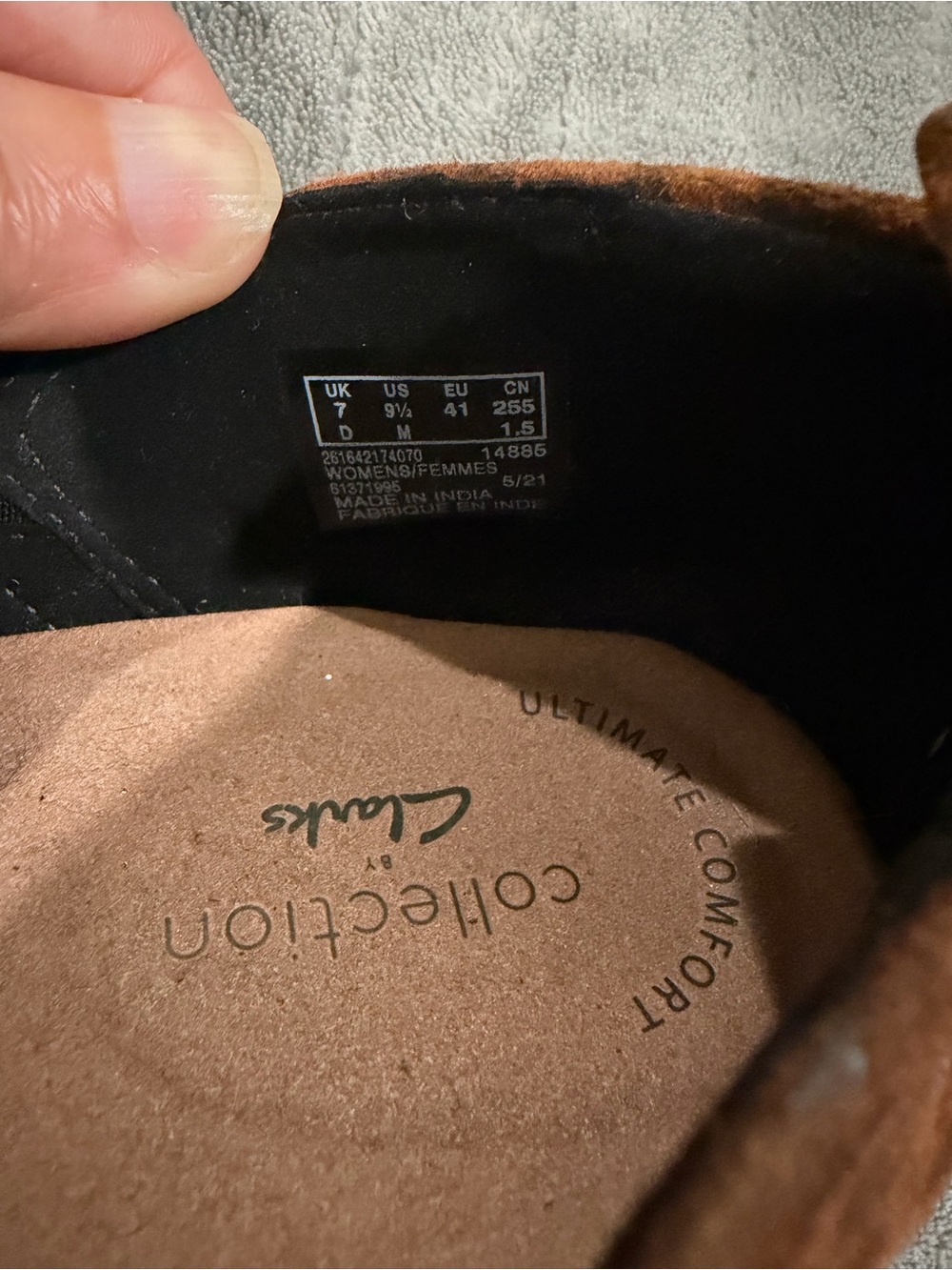 Clarks Leopard Print Suede Loafers - Brown/Tan - Picture 7 of 7
